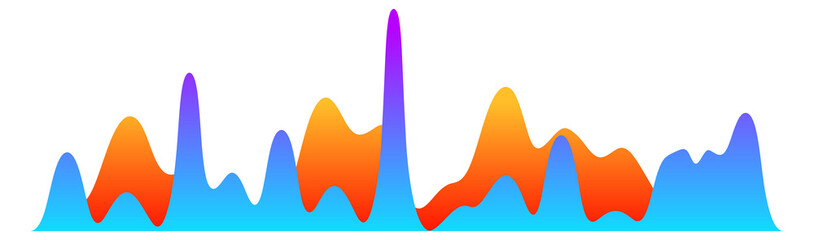 Wall Mural - Color sound wave. Audio record digital form