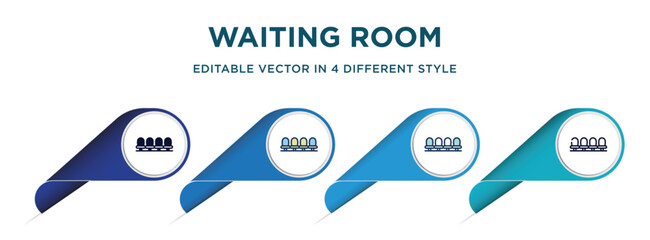 Poster - waiting room icon in 4 different styles such as filled, color, glyph, colorful, lineal color. set of   vector for web, mobile, ui