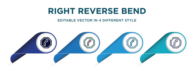 Poster - right reverse bend icon in 4 different styles such as filled, color, glyph, colorful, lineal color. set of   vector for web, mobile, ui