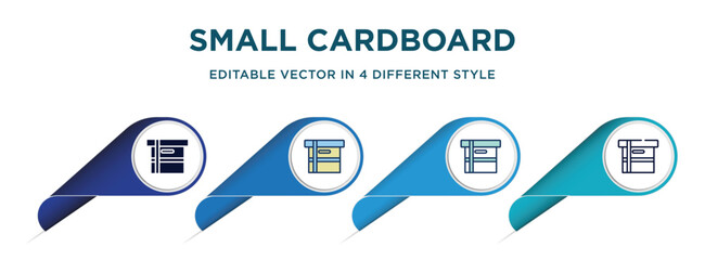 Poster - small cardboard box icon in 4 different styles such as filled, color, glyph, colorful, lineal color. set of   vector for web, mobile, ui