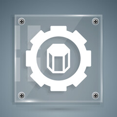 Aufkleber - White 3D printer setting icon isolated on grey background. 3d printing. Square glass panels. Vector