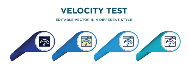 Poster - velocity test icon in 4 different styles such as filled, color, glyph, colorful, lineal color. set of   vector for web, mobile, ui