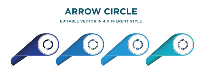 Poster - arrow circle icon in 4 different styles such as filled, color, glyph, colorful, lineal color. set of   vector for web, mobile, ui