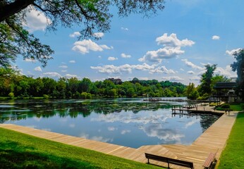  lake in the park with sky