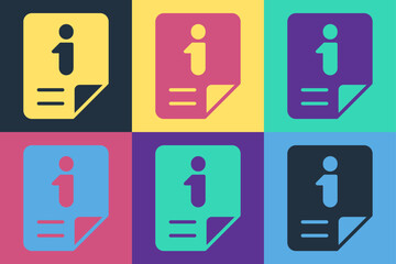 Poster - Pop art Information icon isolated on color background. Vector