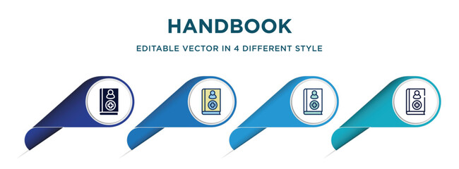 Poster - handbook icon in 4 different styles such as filled, color, glyph, colorful, lineal color. set of   vector for web, mobile, ui