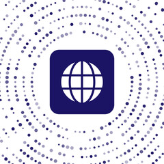 Poster - blue worldwide icon isolated on white background. pin on globe. abstract circle random dots. vector