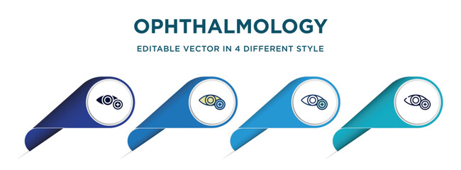 Poster - ophthalmology icon in 4 different styles such as filled, color, glyph, colorful, lineal color. set of   vector for web, mobile, ui