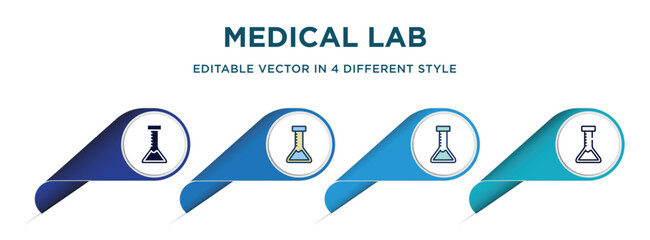 Poster - medical lab icon in 4 different styles such as filled, color, glyph, colorful, lineal color. set of   vector for web, mobile, ui