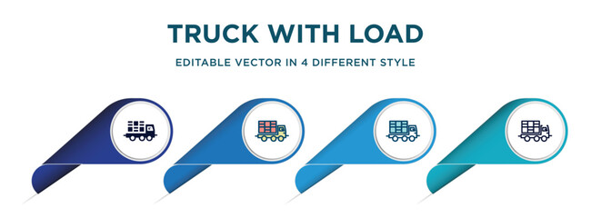Aufkleber - truck with load icon in 4 different styles such as filled, color, glyph, colorful, lineal color. set of   vector for web, mobile, ui