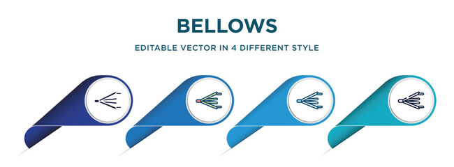 bellows icon in 4 different styles such as filled, color, glyph, colorful, lineal color. set of   vector for web, mobile, ui