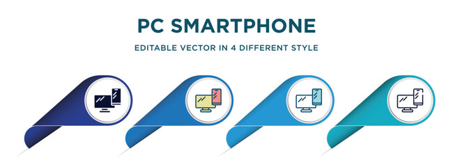 Poster - pc smartphone icon in 4 different styles such as filled, color, glyph, colorful, lineal color. set of   vector for web, mobile, ui
