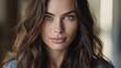 © Adriana - portrait of an attractive brunette woman with long hair, 30 years old, she is happy, looking straight to the camera, generative ai