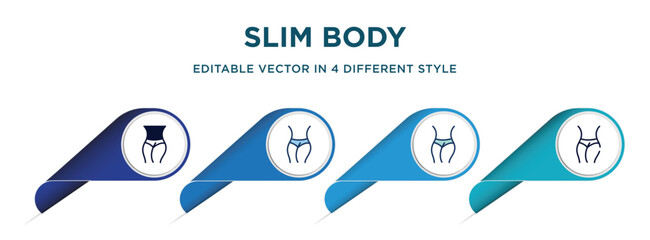 Poster - slim body icon in 4 different styles such as filled, color, glyph, colorful, lineal color. set of   vector for web, mobile, ui