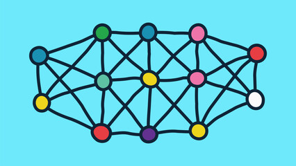 Poster - Neural network model. Artificial intelligence. AI. Vector