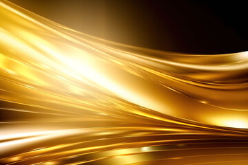 gold luxury wave design Abstract elements with glitter effect on dark golden background, generative ai.