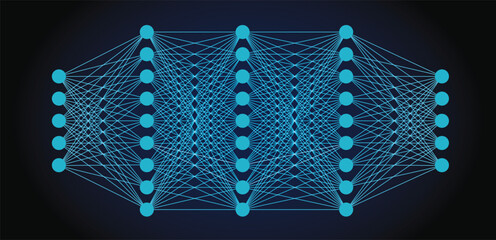 Poster - Neural network model. Artificial intelligence. AI
