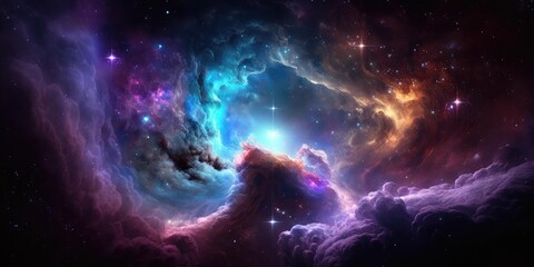 Wall Mural - background of an infinite space with stars, galaxies, nebular. superlative generative ai image.