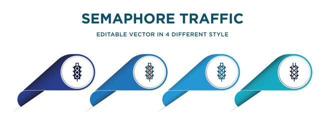 Poster - semaphore traffic lights icon in 4 different styles such as filled, color, glyph, colorful, lineal color. set of   vector for web, mobile, ui