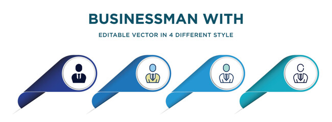 Poster - businessman with tie icon in 4 different styles such as filled, color, glyph, colorful, lineal color. set of   vector for web, mobile, ui
