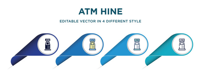 Poster - atm hine icon in 4 different styles such as filled, color, glyph, colorful, lineal color. set of   vector for web, mobile, ui