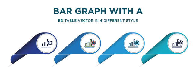Poster - bar graph with a cross icon in 4 different styles such as filled, color, glyph, colorful, lineal color. set of   vector for web, mobile, ui