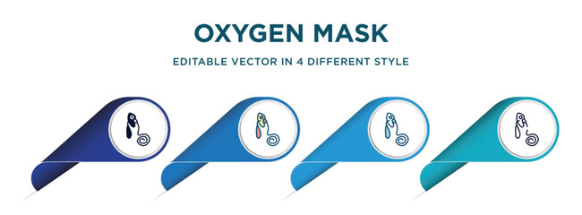Poster - oxygen mask icon in 4 different styles such as filled, color, glyph, colorful, lineal color. set of   vector for web, mobile, ui