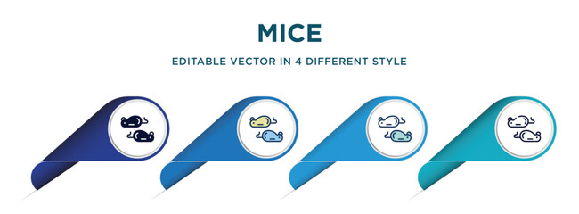 Poster - mice icon in 4 different styles such as filled, color, glyph, colorful, lineal color. set of   vector for web, mobile, ui