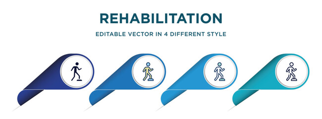 Poster - rehabilitation icon in 4 different styles such as filled, color, glyph, colorful, lineal color. set of   vector for web, mobile, ui