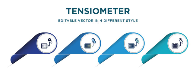 Poster - tensiometer icon in 4 different styles such as filled, color, glyph, colorful, lineal color. set of   vector for web, mobile, ui