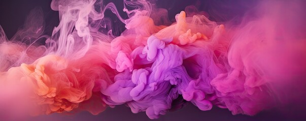 Canvas Print - Ink water or haze texture of pink magenta shiny glitter steam cloud blend on abstract color mist art background. AI generative