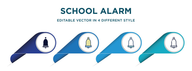 Poster - school alarm icon in 4 different styles such as filled, color, glyph, colorful, lineal color. set of   vector for web, mobile, ui