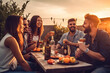 © MVProductions - Friends enjoying a barbecue in the sunset, generative ai