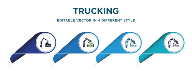 Poster - trucking icon in 4 different styles such as filled, color, glyph, colorful, lineal color. set of   vector for web, mobile, ui