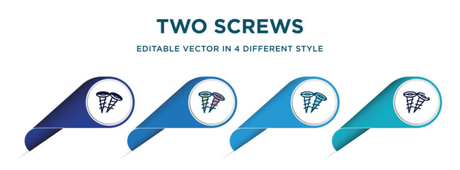 Poster - two screws icon in 4 different styles such as filled, color, glyph, colorful, lineal color. set of   vector for web, mobile, ui