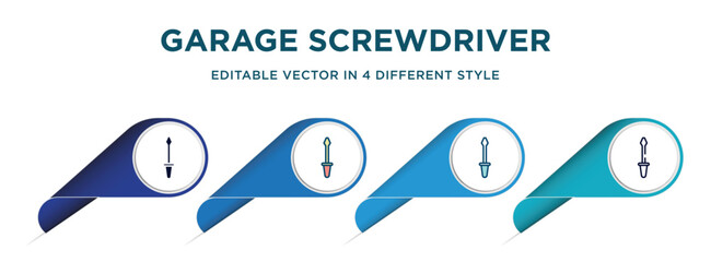 Poster - garage screwdriver icon in 4 different styles such as filled, color, glyph, colorful, lineal color. set of   vector for web, mobile, ui