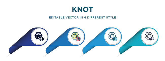 Poster - knot icon in 4 different styles such as filled, color, glyph, colorful, lineal color. set of vector for web, mobile, ui
