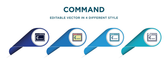Poster - command icon in 4 different styles such as filled, color, glyph, colorful, lineal color. set of   vector for web, mobile, ui