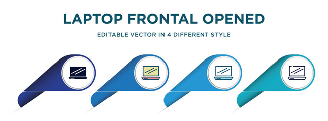 Poster - laptop frontal opened view icon in 4 different styles such as filled, color, glyph, colorful, lineal color. set of vector for web, mobile, ui