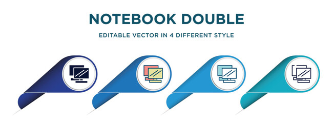 Poster - notebook double tool image icon in 4 different styles such as filled, color, glyph, colorful, lineal color. set of vector for web, mobile, ui