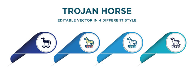 Fototapete - trojan horse icon in 4 different styles such as filled, color, glyph, colorful, lineal color. set of vector for web, mobile, ui