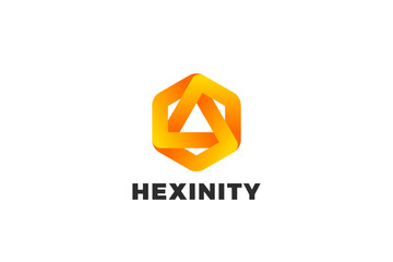 Poster - hexagon logo loop infinite design vector template. hexagonal infinity looped shape corporate modern 