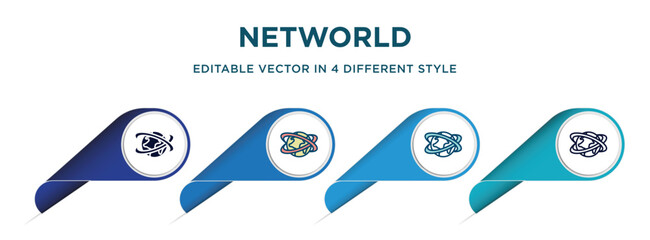 Poster - networld icon in 4 different styles such as filled, color, glyph, colorful, lineal color. set of vector for web, mobile, ui