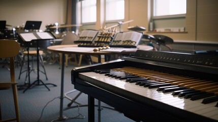 Poster - Music room A space designated for practicing and playing. AI generated