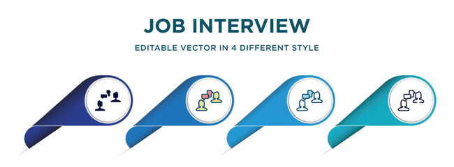 Poster - job interview icon in 4 different styles such as filled, color, glyph, colorful, lineal color. set of vector for web, mobile, ui