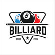 Billiards logo, stick vector, Sport labels for poolroom, Billiards club logo template.