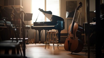 Poster - Music room A space designated for practicing and playing. AI generated