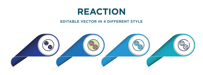 Poster - reaction icon in 4 different styles such as filled, color, glyph, colorful, lineal color. set of vector for web, mobile, ui