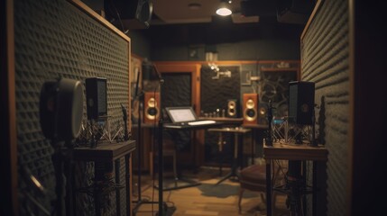 Poster - Recording studio A soundproofed room equipped. AI generated