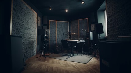 Poster - Recording studio A soundproofed room equipped. AI generated